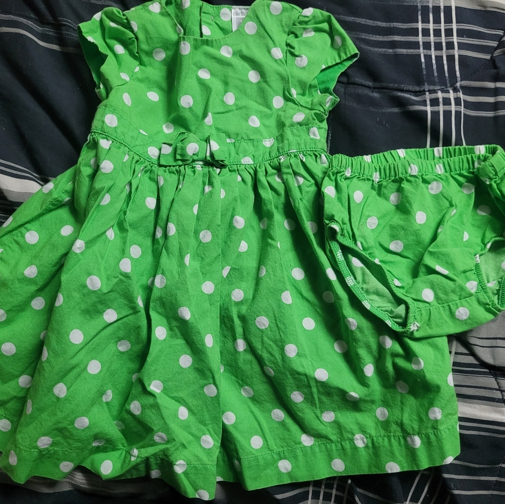 Carter's 12mgreen polkadot dress